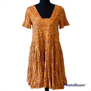Patrons of Peace floral paisley flowey dress keyhole back woman’s XS OVERSIZED
